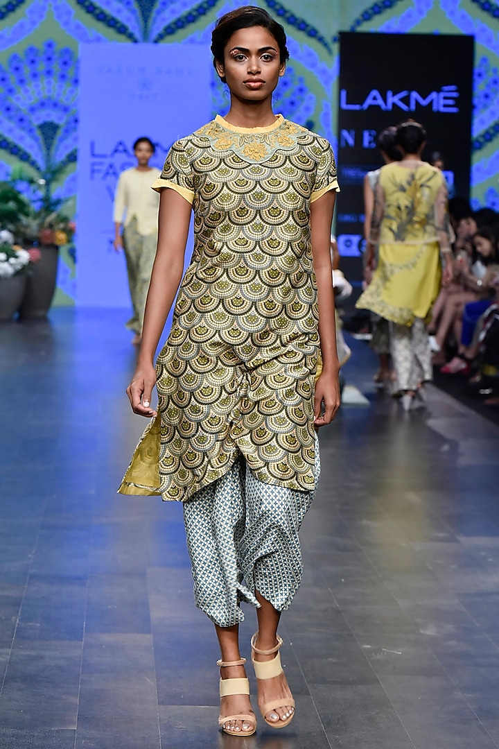 Olive Green Tunic With Duckegg Pants by Varun Bahl