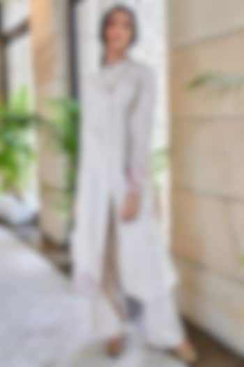 Ivory Embroidered Kurta With Pants by Varun Bahl