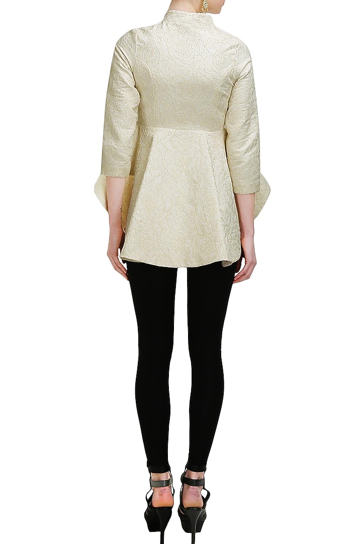 Ivory embroidered asymmetrical peplum top available only at Pernia's Pop Up Shop.