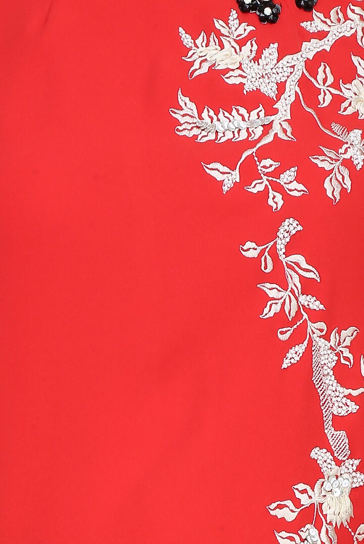 Orange floral beads and thread applique work top available only at Pernia's Pop Up Shop.