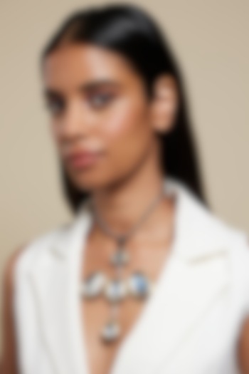 Two Tone Plated Glass Polki Vatican Necklace by Valliyan By Nitya Arora