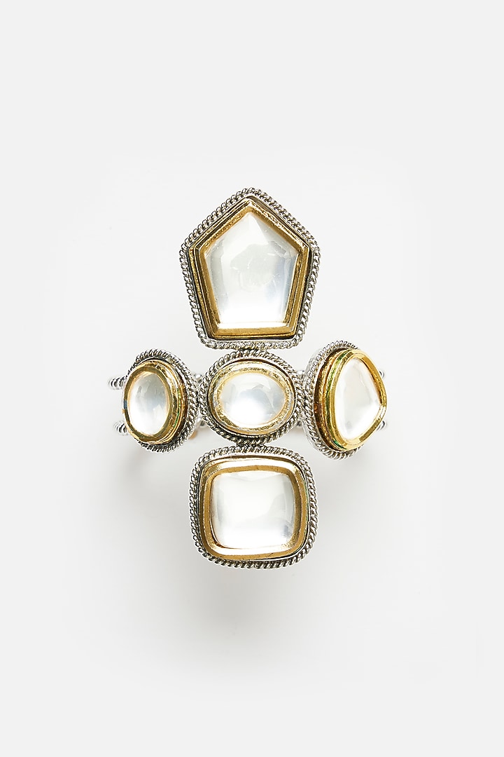 Two Tone Plated Glass Polki Vatican Handcuff by Valliyan By Nitya Arora at Pernia's Pop Up Shop