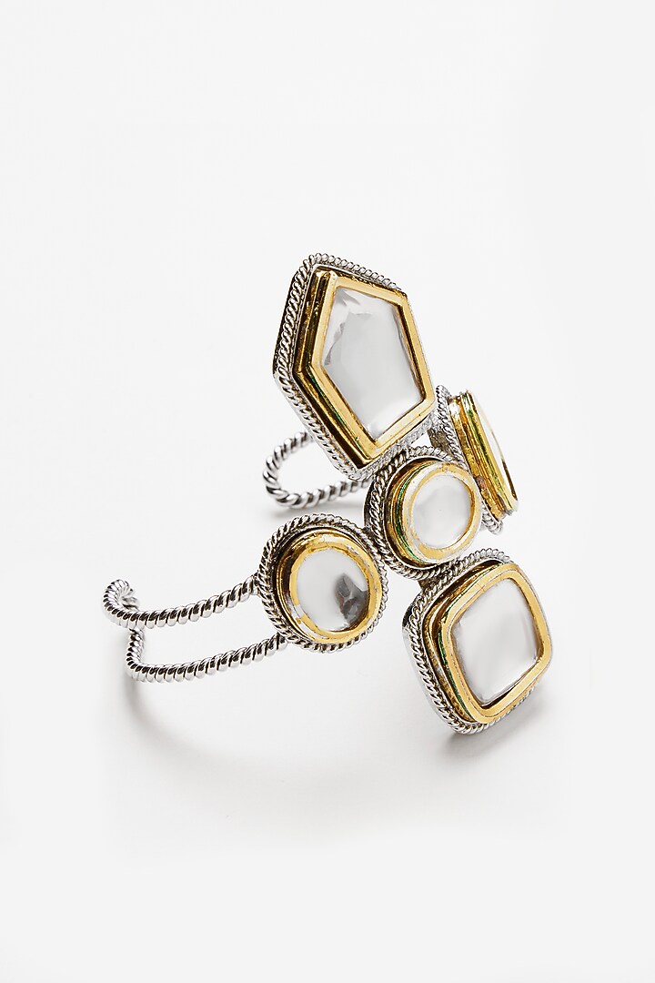Two Tone Plated Glass Polki Vatican Handcuff by Valliyan By Nitya Arora at Pernia's Pop Up Shop
