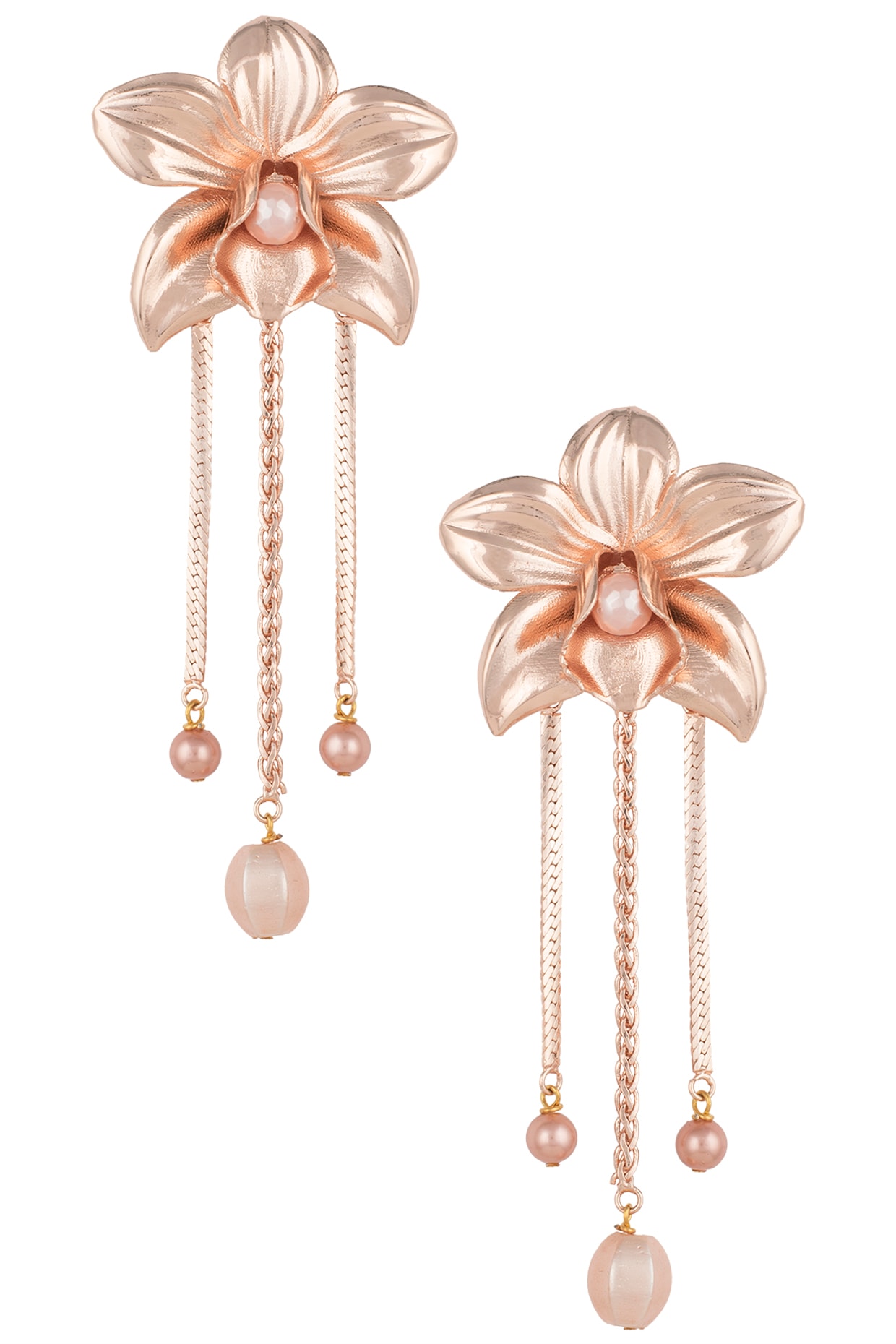 rose gold long earrings