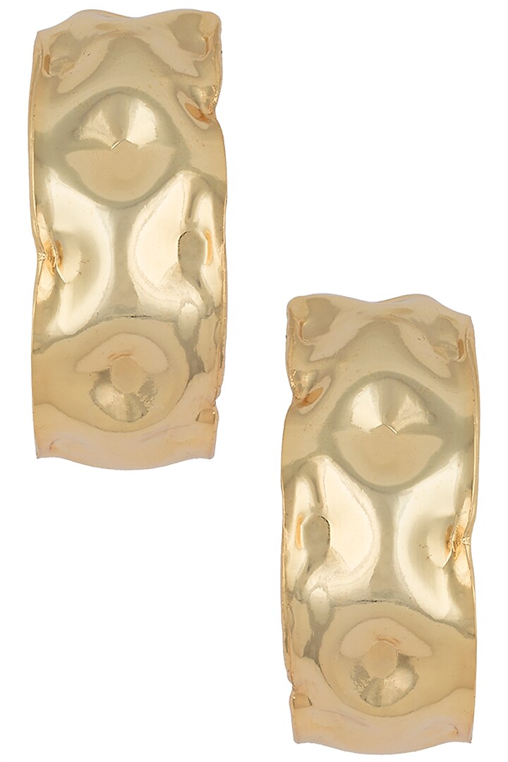 Gold plated textured hoop earrings by Valliyan by Nitya Arora at Pernia's Pop Up Shop