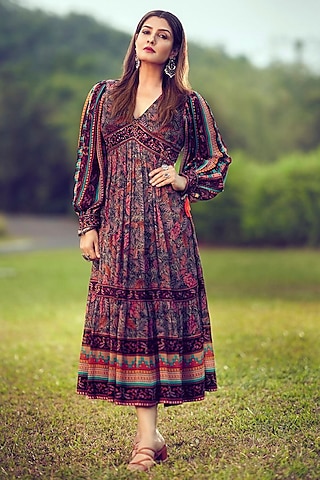 Brown & Black Printed Dress by Verb by Pallavi Singhee