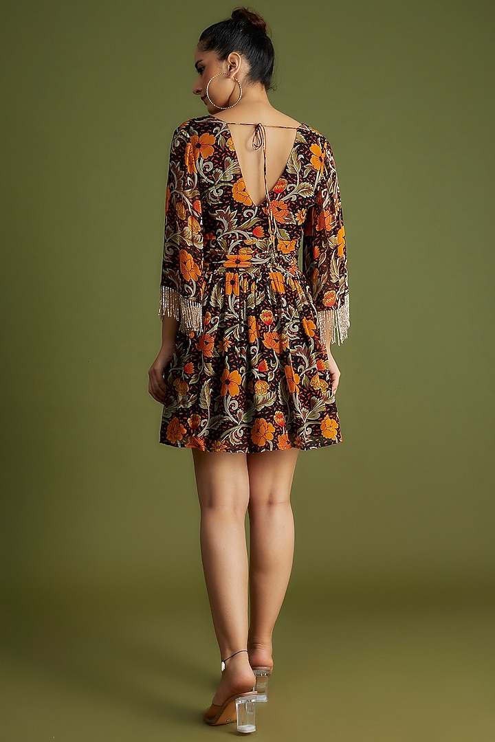 Multi-Colored Viscose Georgette Printed Mini Vacation Dress by Verb by Pallavi Singhee at Pernia's Pop Up Shop