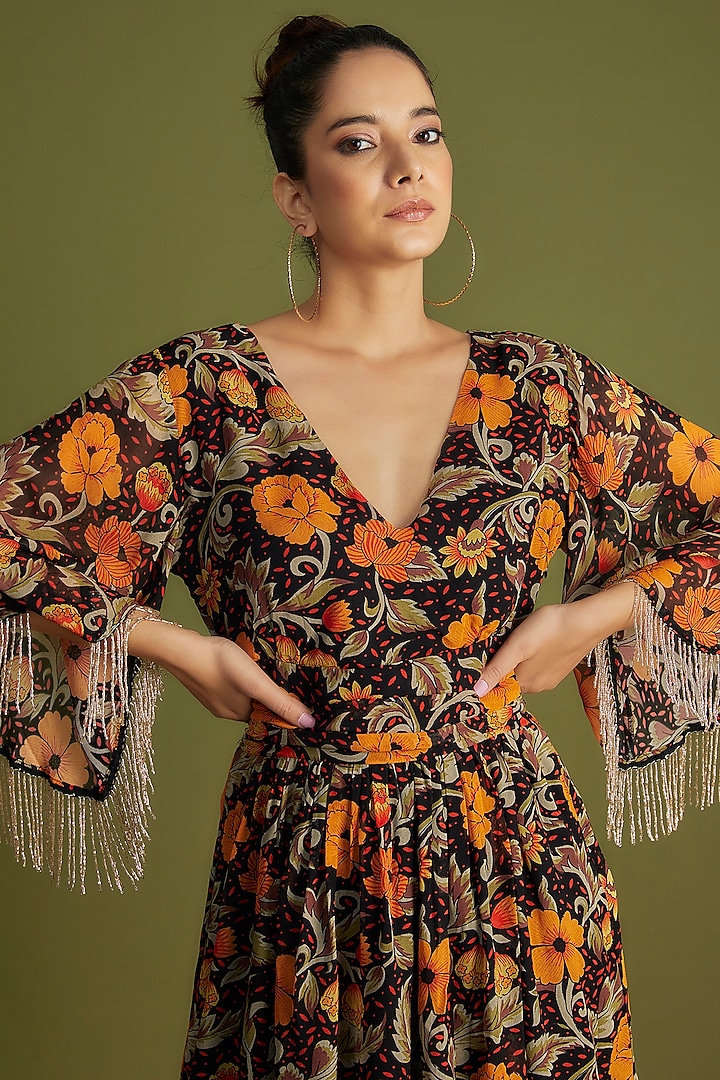 Multi-Colored Viscose Georgette Printed Mini Vacation Dress by Verb by Pallavi Singhee at Pernia's Pop Up Shop