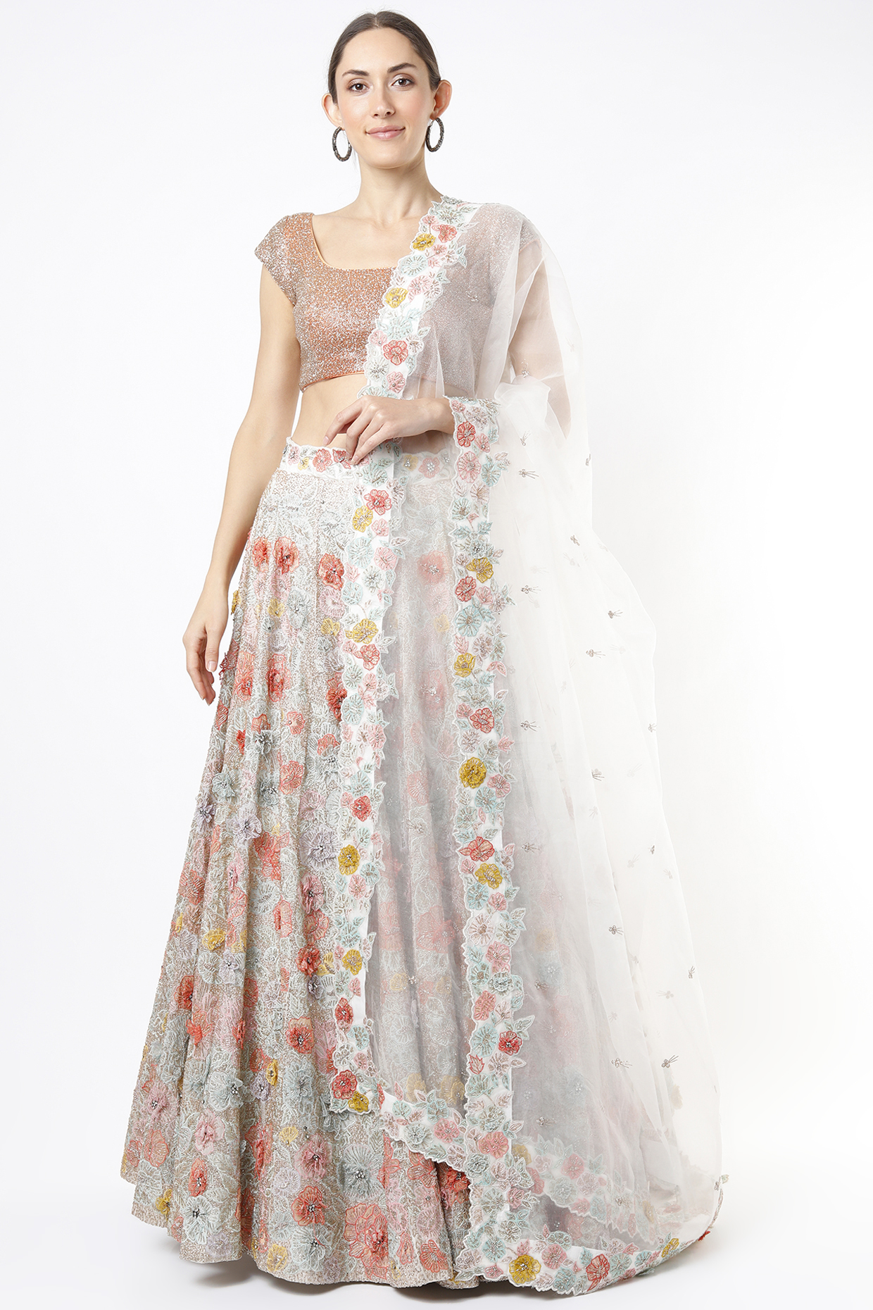 Multi-Colored Bridal Lehenga Set With Zardosi Work by Varun Chakkilam at Pernia's Pop Up Shop
