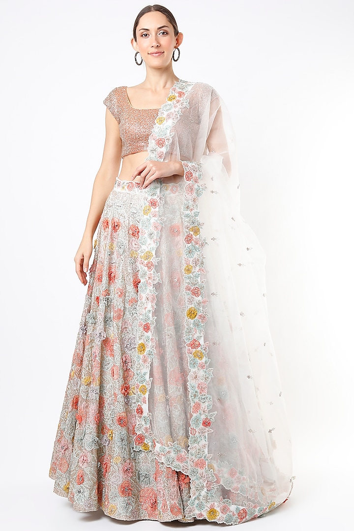 Multi-Colored Bridal Lehenga Set With Zardosi Work by Varun Chakkilam at Pernia's Pop Up Shop