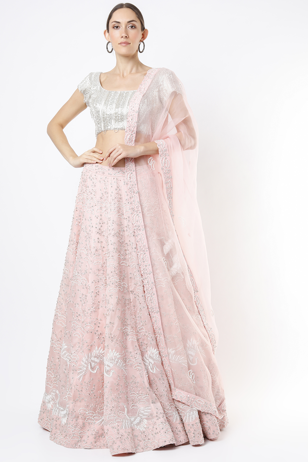 Blush Pink Bridal Lehenga Set With Motif Work by Varun Chakkilam at Pernia's Pop Up Shop
