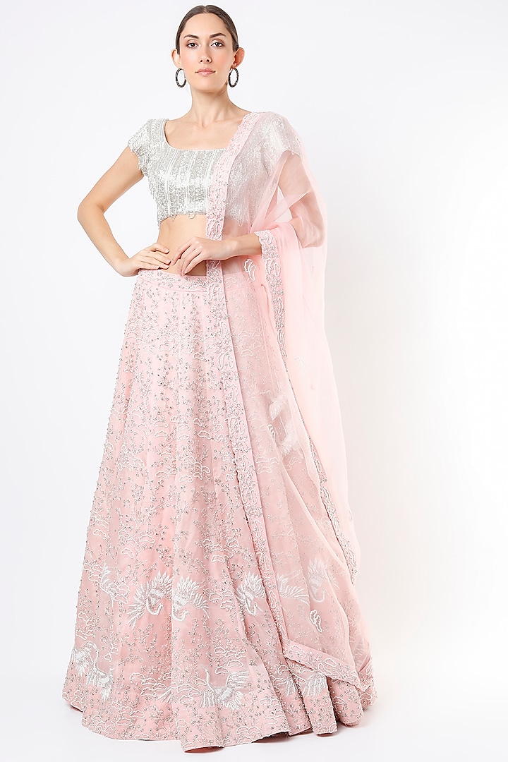 Blush Pink Bridal Lehenga Set With Motif Work by Varun Chakkilam at Pernia's Pop Up Shop