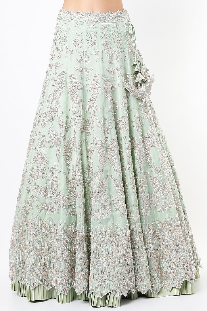 Mint Organza Bridal Lehenga Set by Varun Chakkilam at Pernia's Pop Up Shop