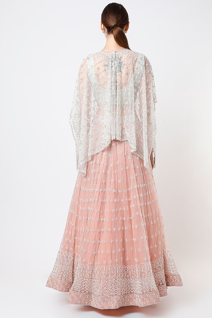 Peach Zardosi Embroidered Wedding Lehenga Set by Varun Chakkilam at Pernia's Pop Up Shop