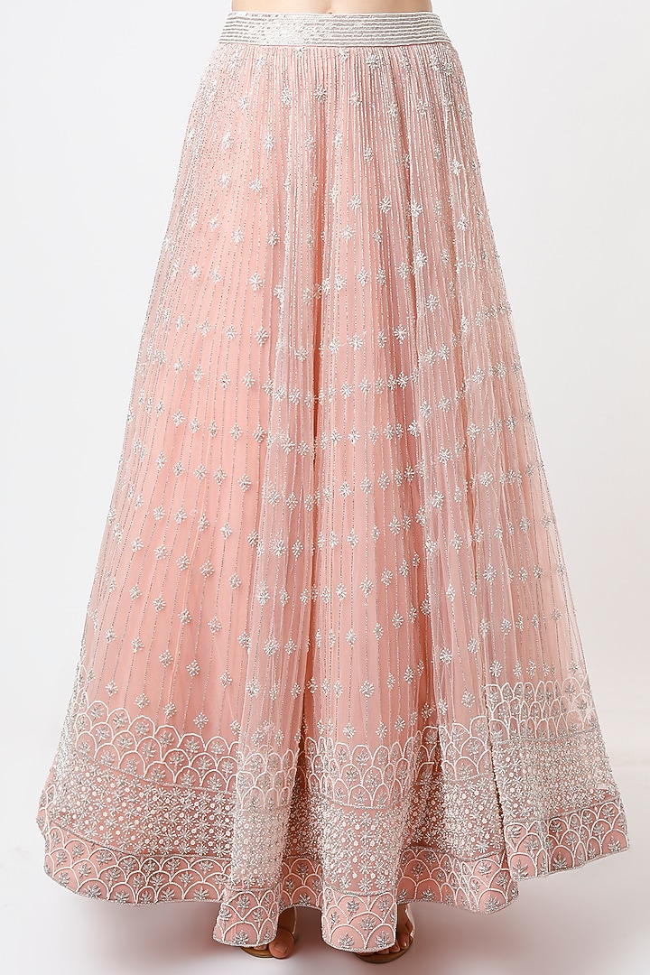 Peach Zardosi Embroidered Wedding Lehenga Set by Varun Chakkilam at Pernia's Pop Up Shop