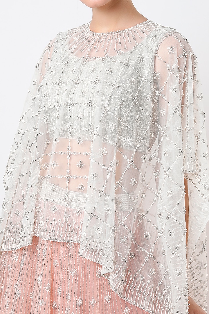 Peach Zardosi Embroidered Wedding Lehenga Set by Varun Chakkilam at Pernia's Pop Up Shop