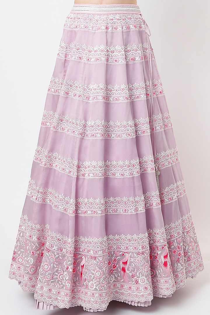 Lilac Aari Embroidered Wedding Lehenga Set by Varun Chakkilam at Pernia's Pop Up Shop