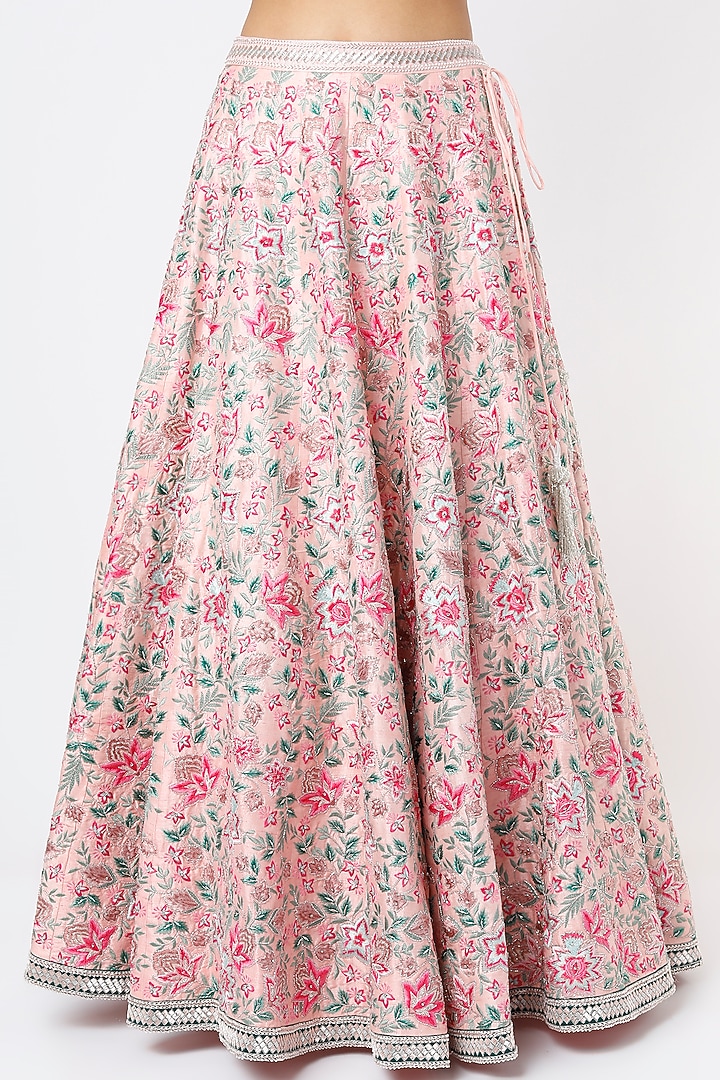 Blush Pink Embroidered Bridal Lehenga Set by Varun Chakkilam at Pernia's Pop Up Shop