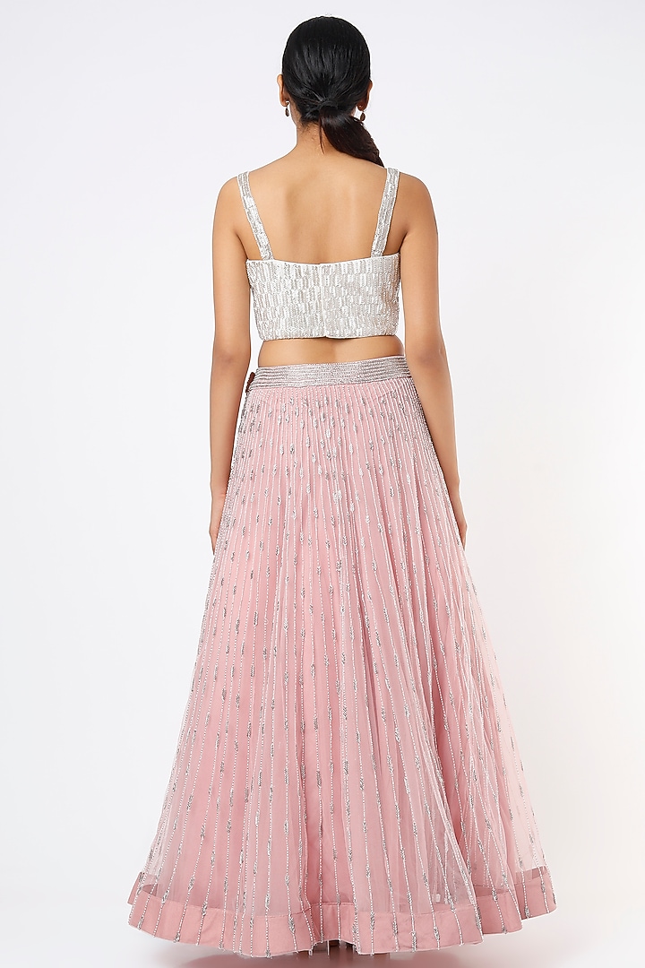Blush Pink Glass Beaded Embroidered Wedding Lehenga Set by Varun Chakkilam at Pernia's Pop Up Shop
