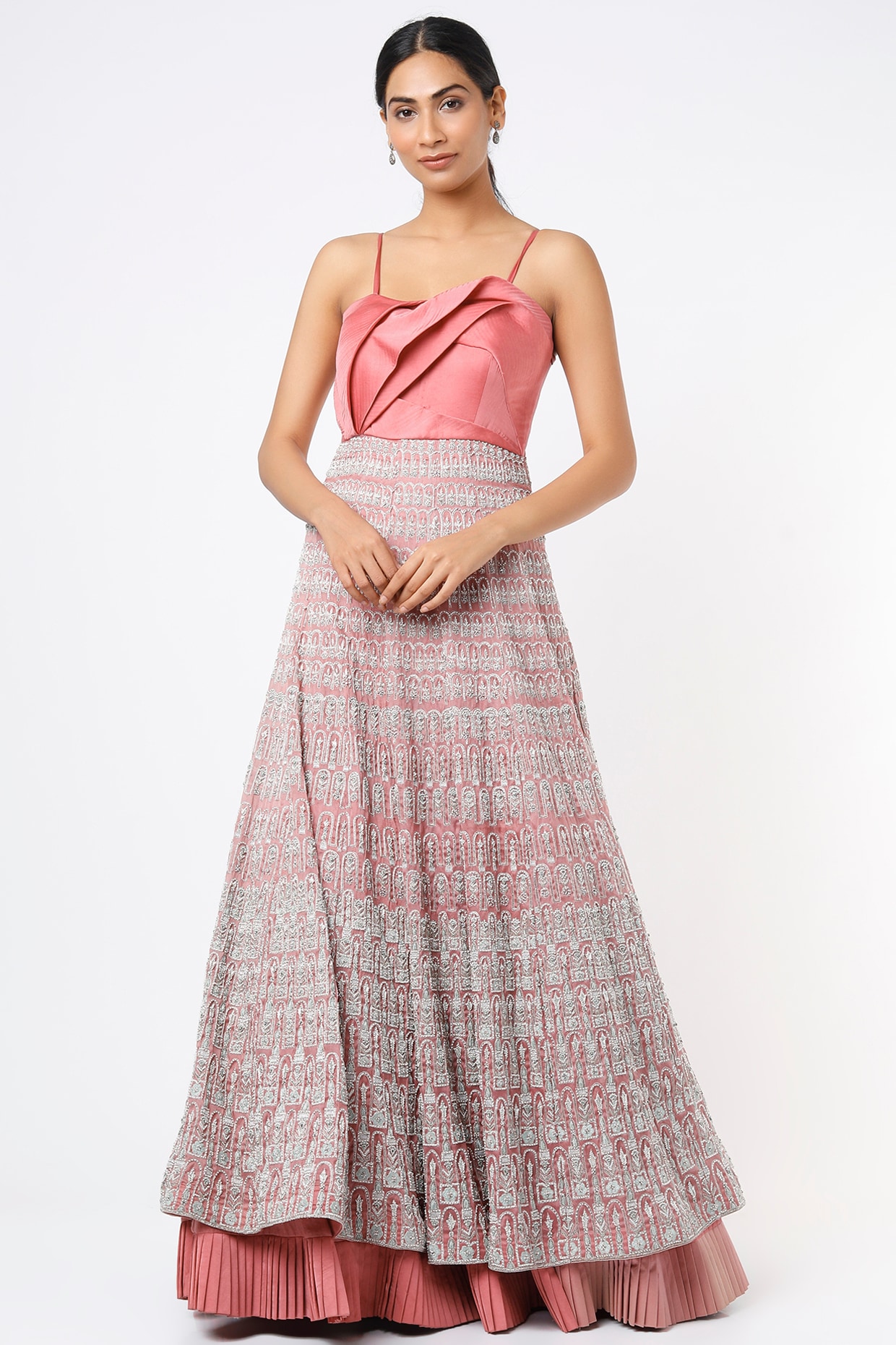 Buy Onion Pink Net Long Gown