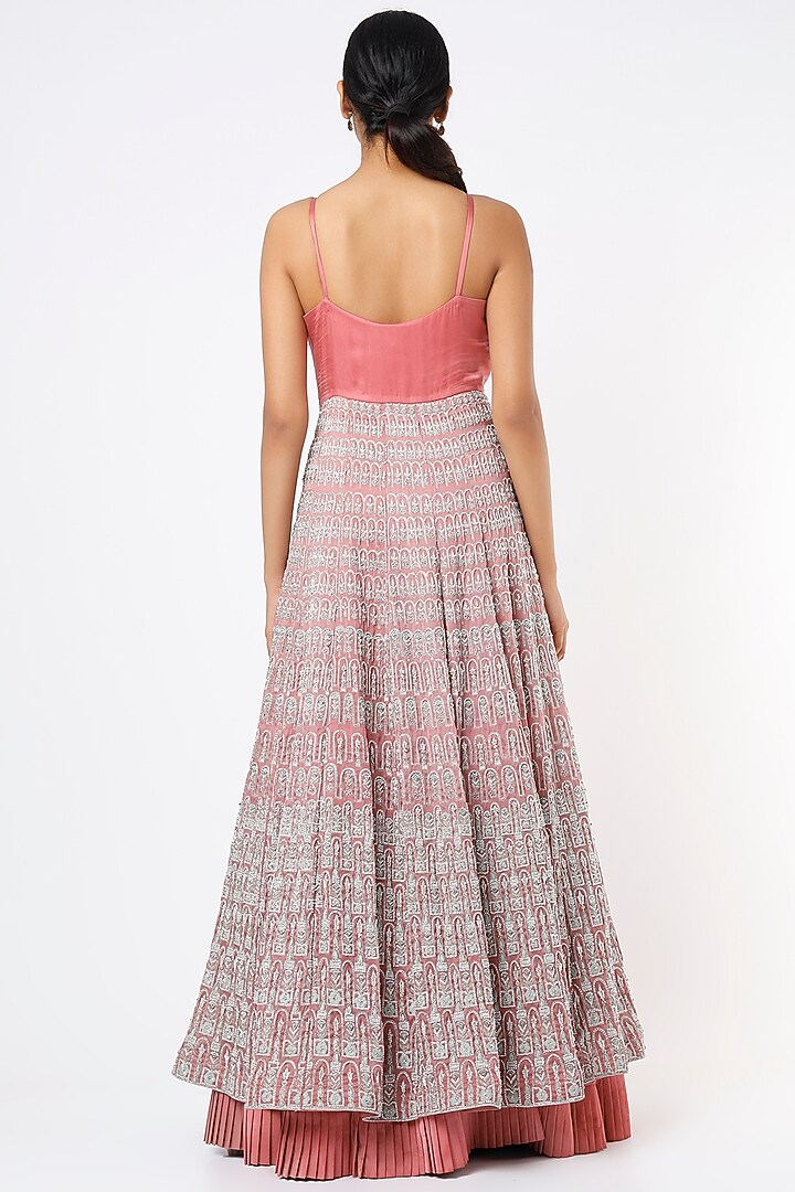 Onion Pink Embroidered Bridal Gown by Varun Chakkilam at Pernia's Pop Up Shop