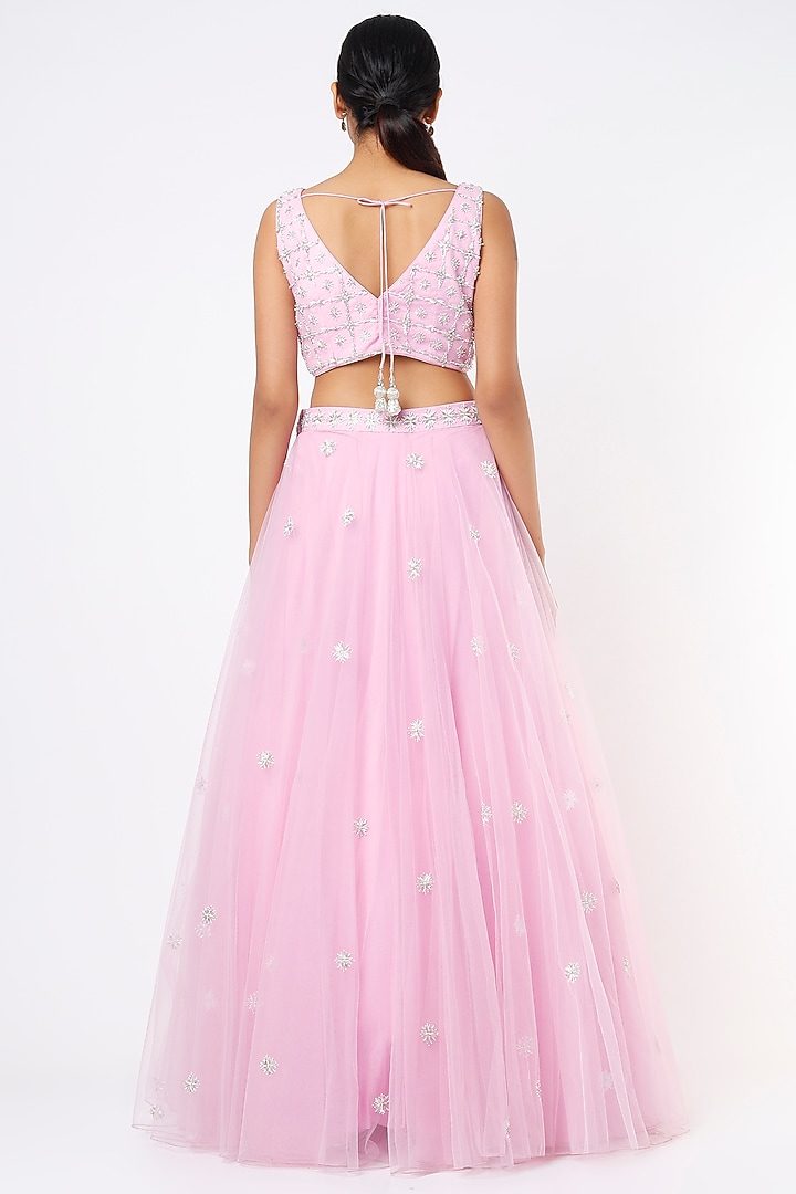 Baby Pink Embroidered Wedding Lehenga Set by Varun Chakkilam at Pernia's Pop Up Shop