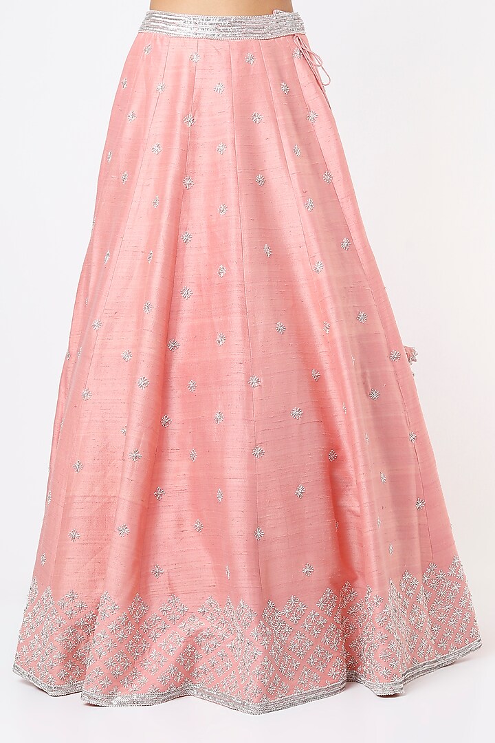 Peach Embroidered Wedding Lehenga Set by Varun Chakkilam at Pernia's Pop Up Shop
