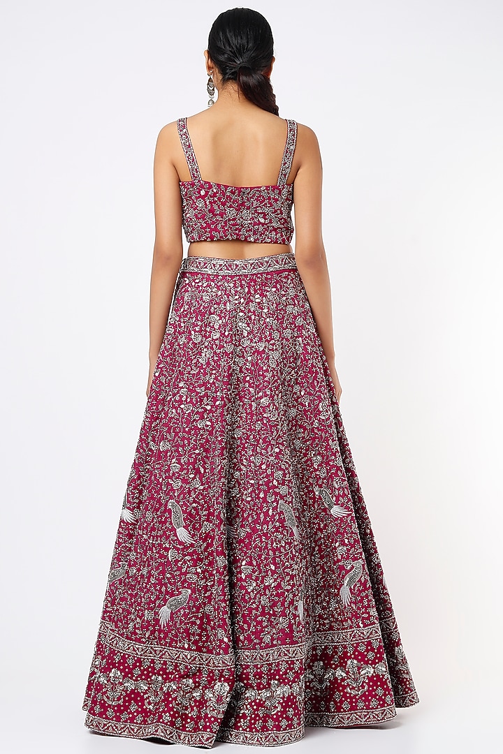 Red Hand Embroidered Bridal Lehenga Set by Varun Chakkilam at Pernia's Pop Up Shop