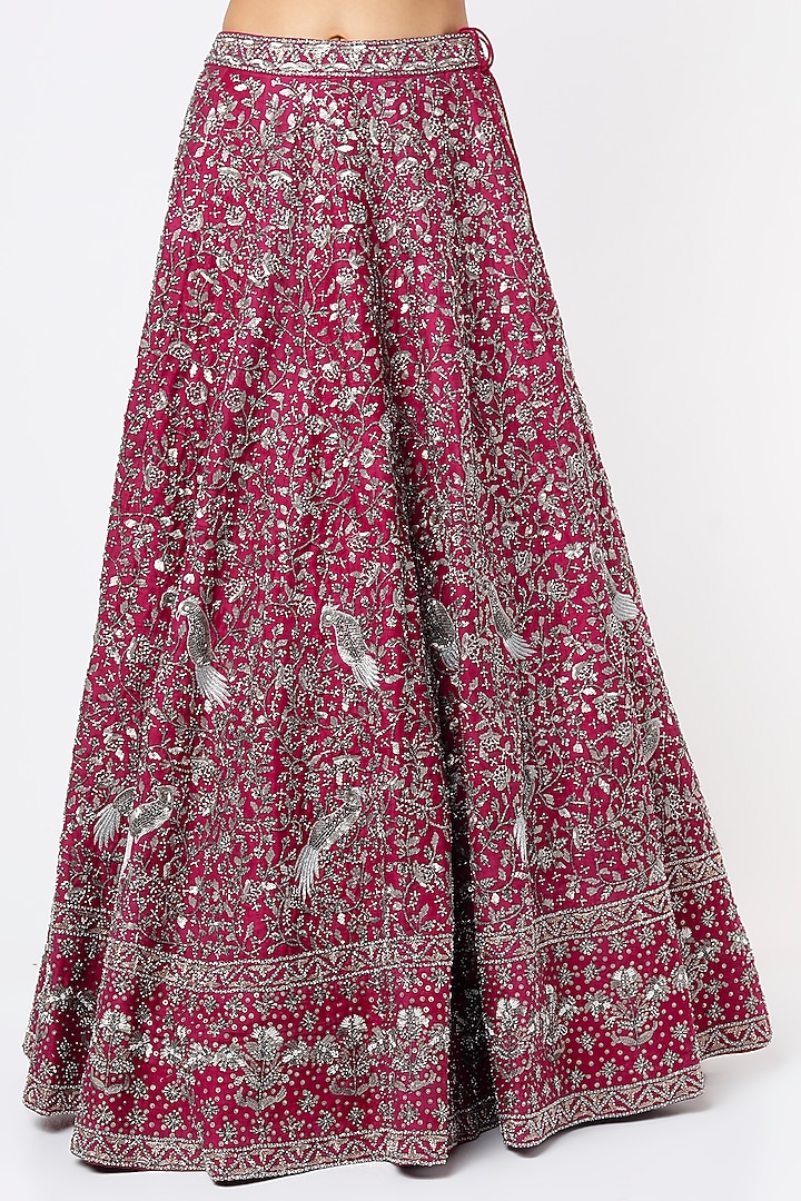 Red Hand Embroidered Bridal Lehenga Set by Varun Chakkilam at Pernia's Pop Up Shop