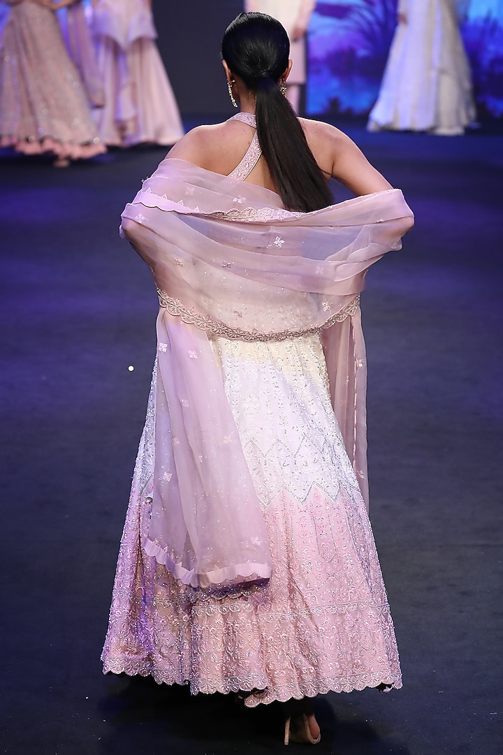 Beige & Blush Pink Embroidered Bridal Lehenga Set by Varun Chakkilam at Pernia's Pop Up Shop