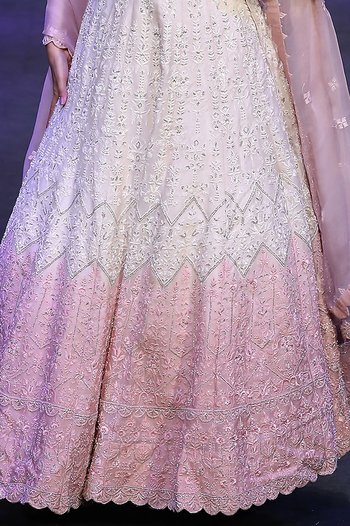 Beige & Blush Pink Embroidered Bridal Lehenga Set by Varun Chakkilam at Pernia's Pop Up Shop