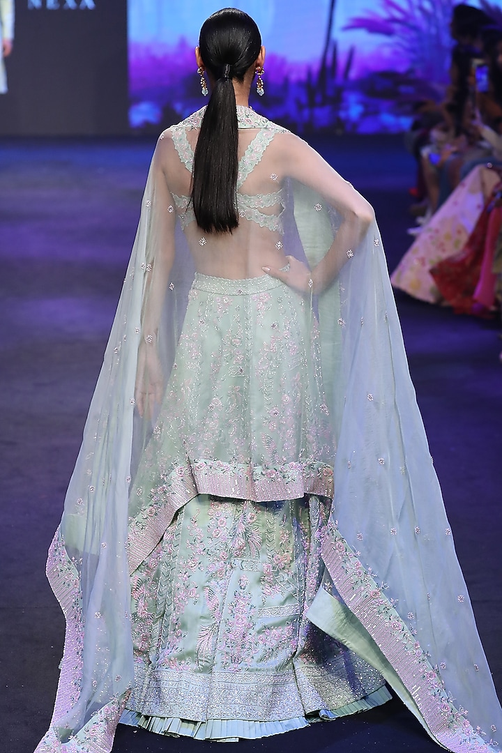 Pistachio Green Embroidered Bridal Lehenga Set by Varun Chakkilam at Pernia's Pop Up Shop