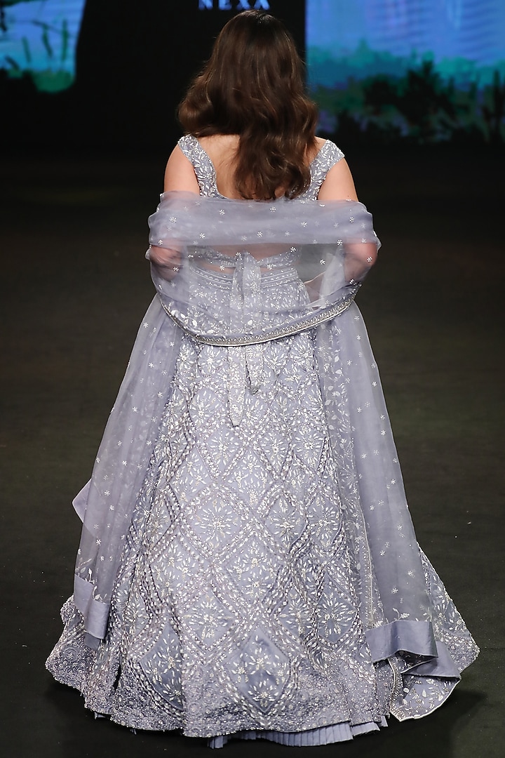 Lilac Embroidered Bridal Lehenga Set by Varun Chakkilam at Pernia's Pop Up Shop