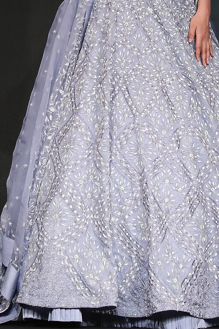 Lilac Embroidered Bridal Lehenga Set by Varun Chakkilam at Pernia's Pop Up Shop