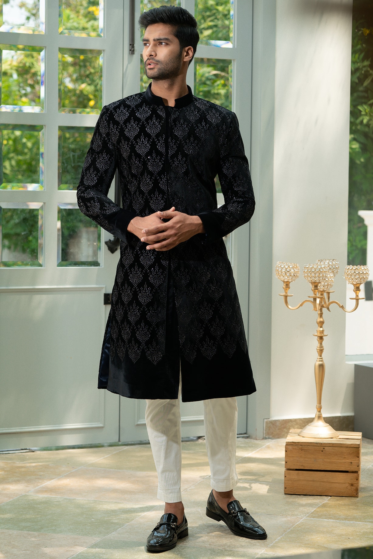 Loafers Sherwani Shoes Black Black Embroidered Wedding Sherwani