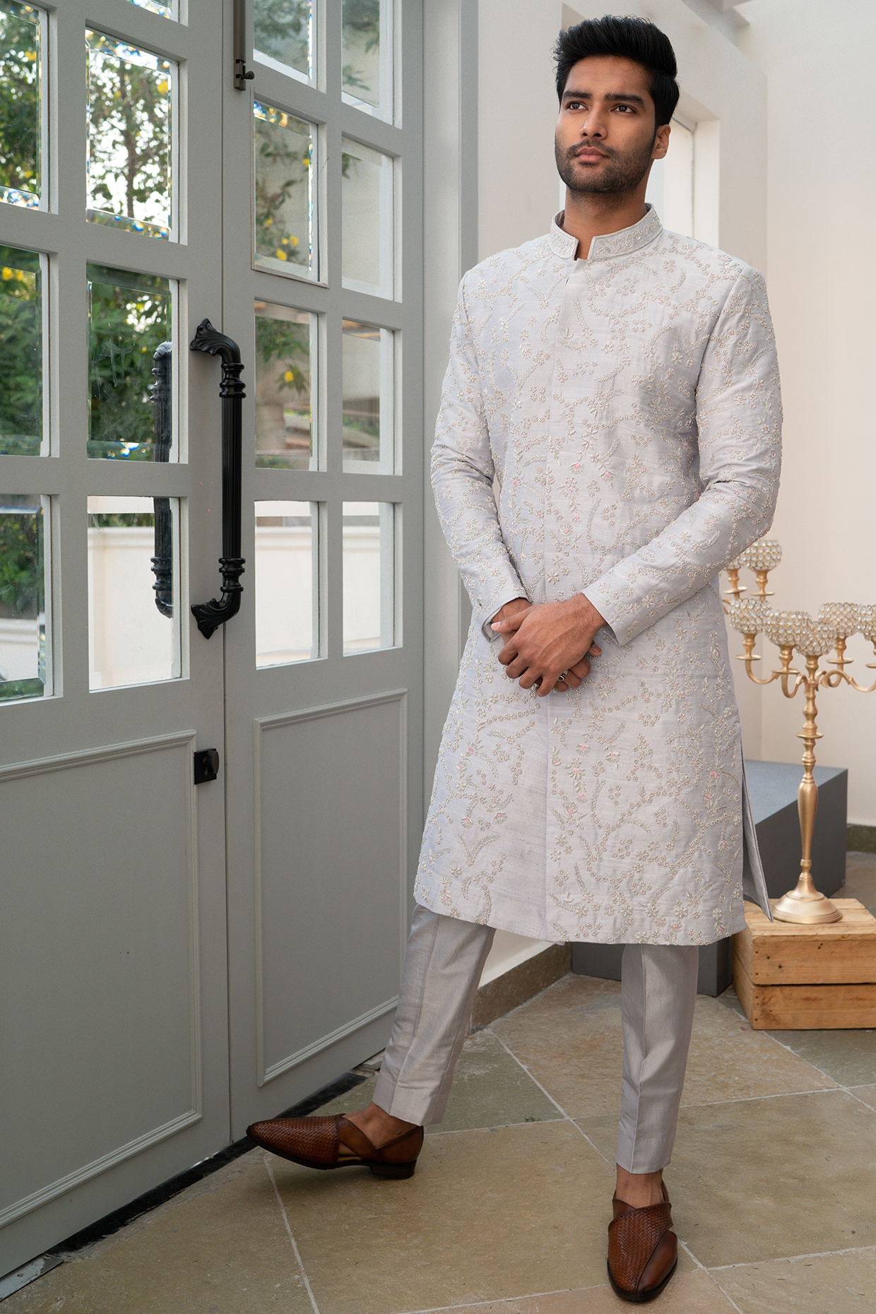 grey sherwani