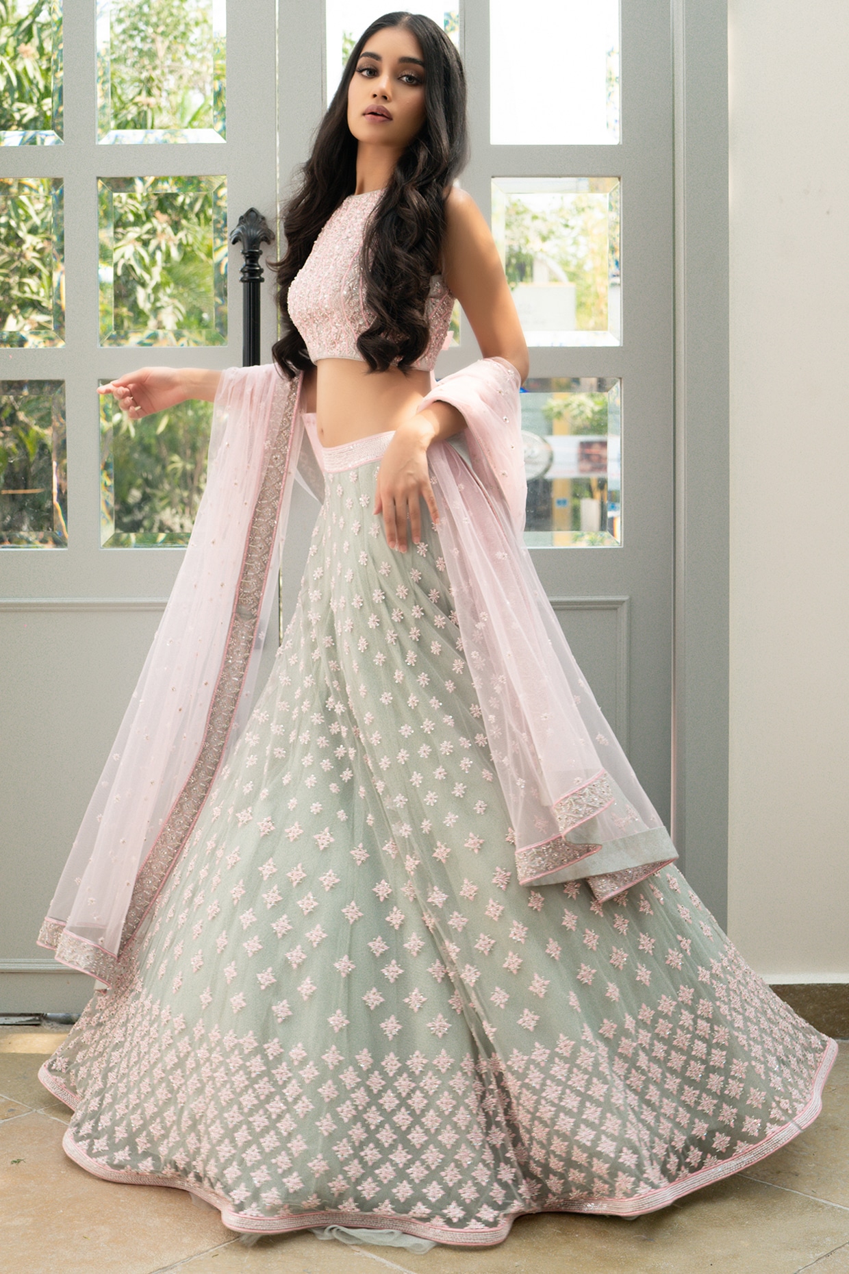 Party Wear Pink And Grey Georgette Lehenga Choli at Rs 995 in Ahmedabad