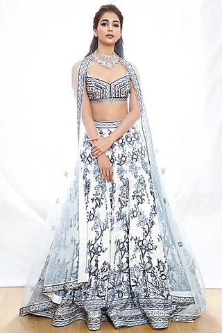 White Organza Lehenga Set by Varun Chakkilam