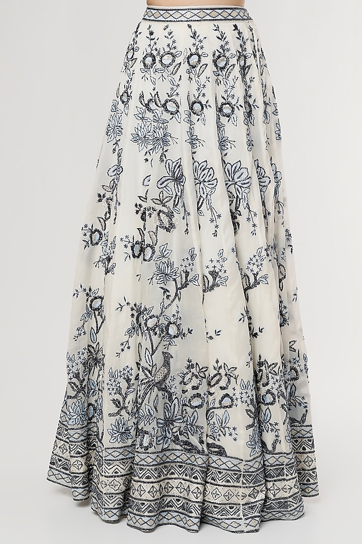 White & Black Embroidered Bridal Lehenga Set by Varun Chakkilam at Pernia's Pop Up Shop