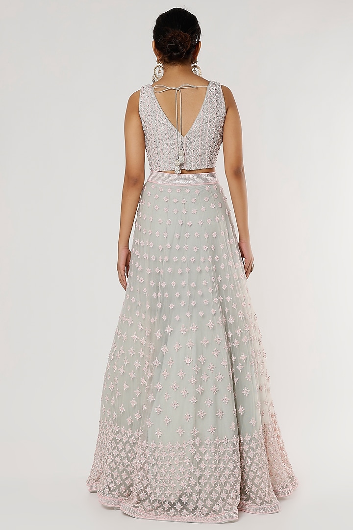 Mauve Embroidered Wedding Lehenga Set by Varun Chakkilam at Pernia's Pop Up Shop