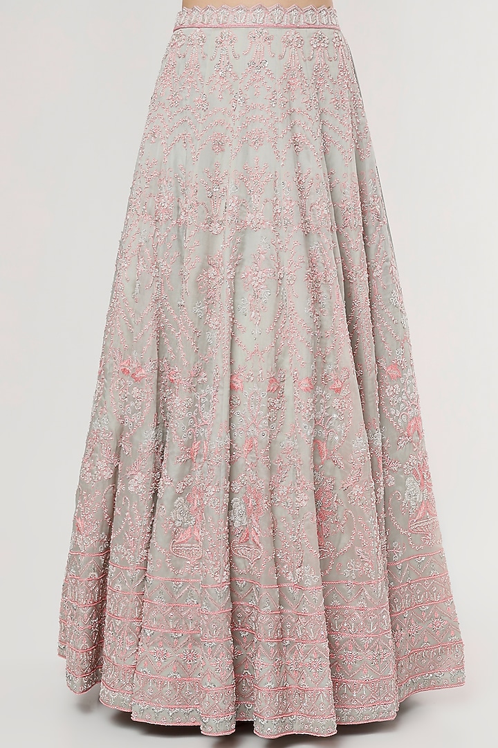 Blush Pink Embroidered Bridal Lehenga Set by Varun Chakkilam at Pernia's Pop Up Shop