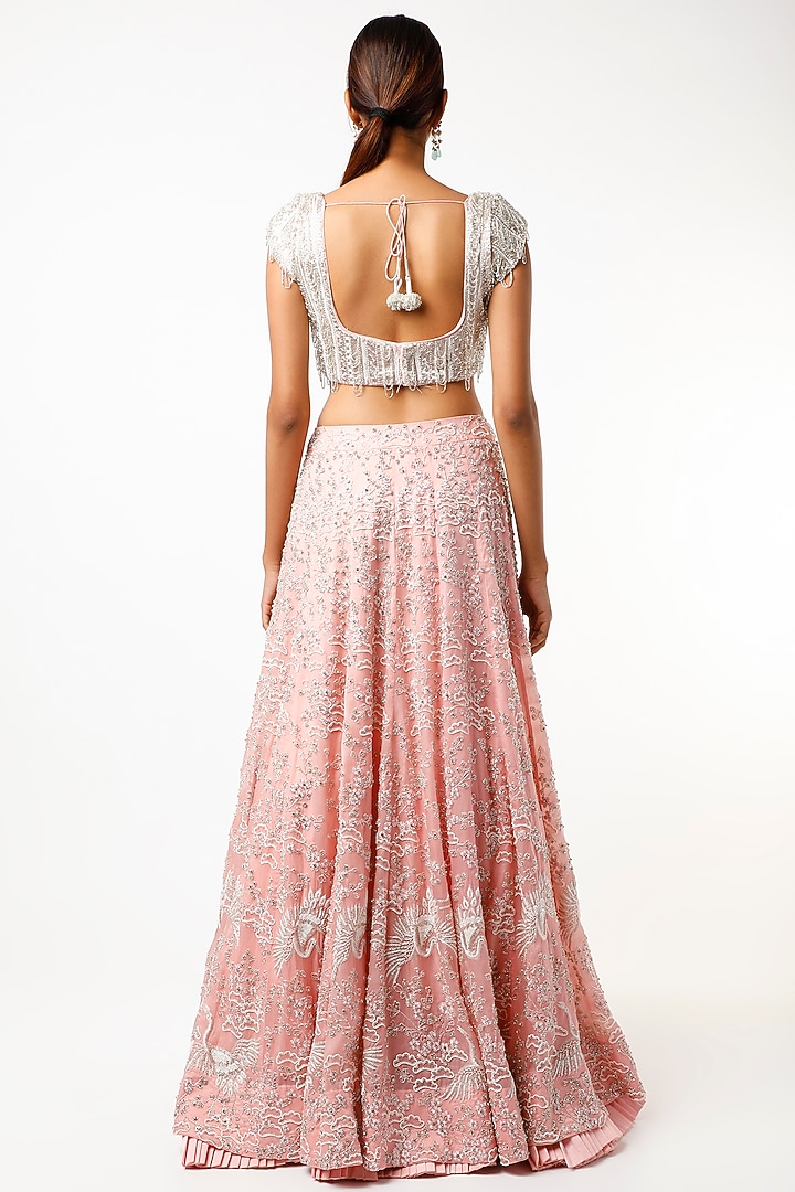 Blush Pink Zardosi Embroidered Bridal Lehenga Set by Varun Chakkilam at Pernia's Pop Up Shop