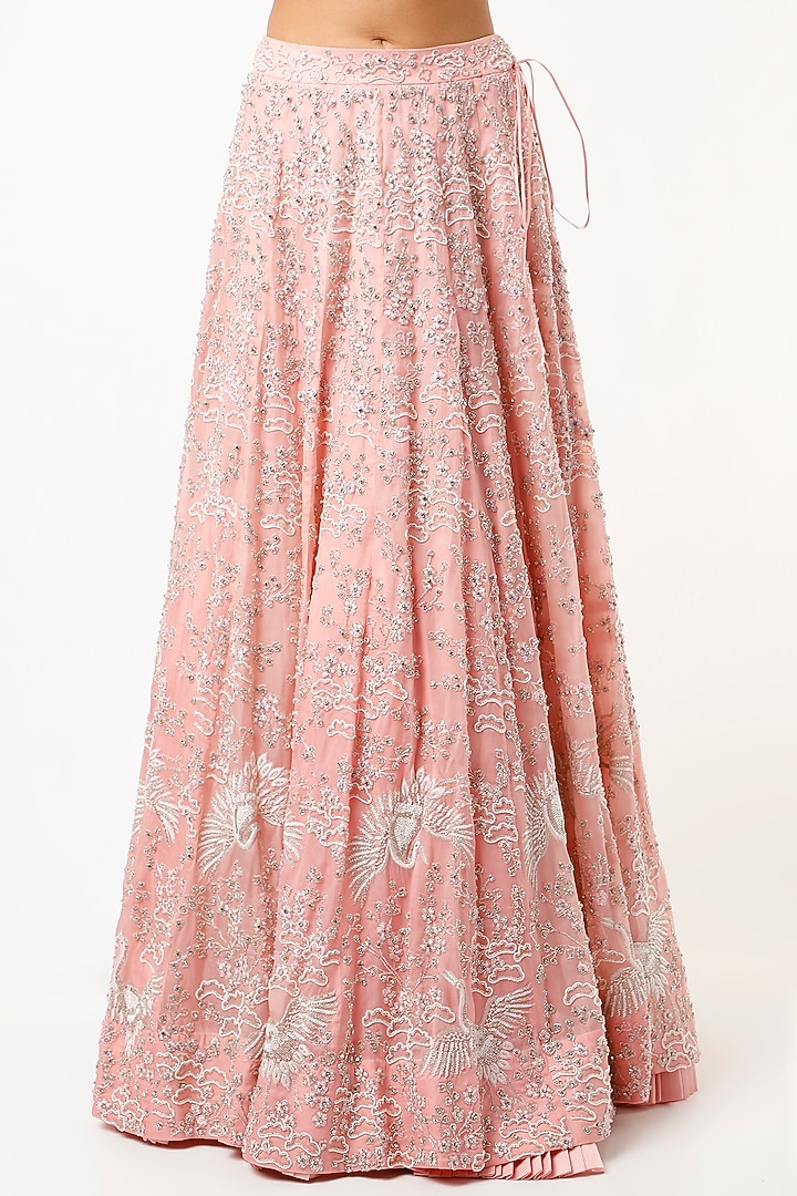 Blush Pink Zardosi Embroidered Bridal Lehenga Set by Varun Chakkilam at Pernia's Pop Up Shop