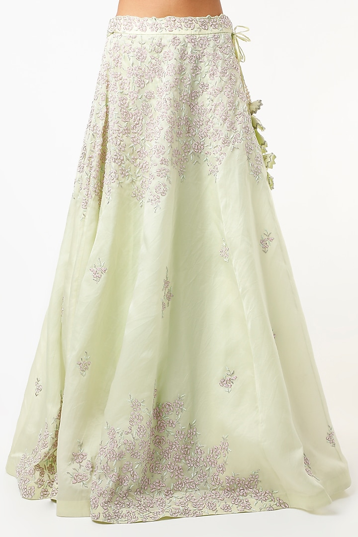 Light Mint Sequins Embroidered Wedding Lehenga Set by Varun Chakkilam at Pernia's Pop Up Shop