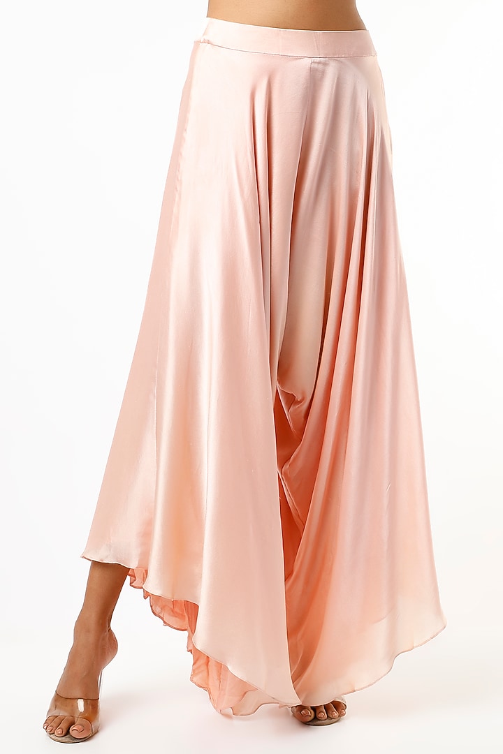 Peach Organza Harem Pant Set by Varun Chakkilam at Pernia's Pop Up Shop