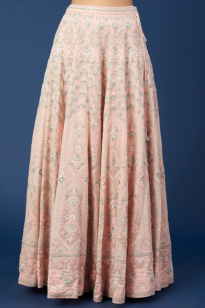 Blush Pink Embroidered Bridal Lehenga Set by Varun Chakkilam at Pernia's Pop Up Shop