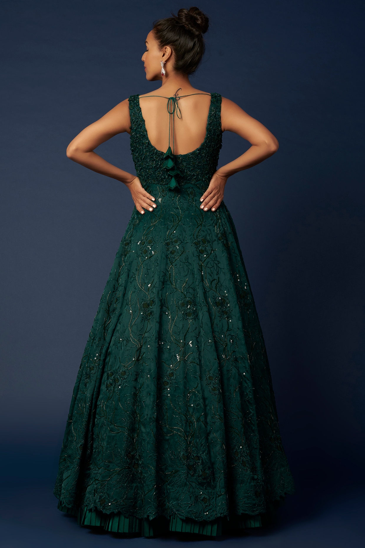 Party Wear Designer Dark Green Color Fancy Fabric Readymade Gown | Gowns,  Gown party wear, Western gown