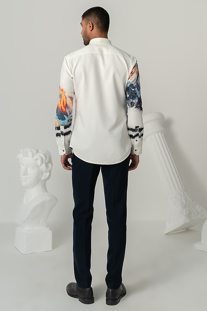 Bright White Japanese Polyester Wedding Shirt by Varun Chakkilam Men at Pernia's Pop Up Shop