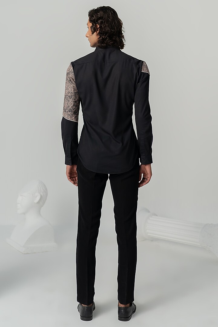 Black Twill Party Wear Shirt by Varun Chakkilam Men at Pernia's Pop Up Shop