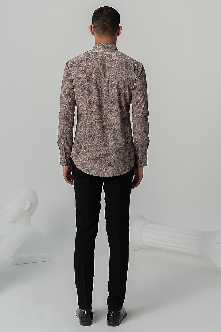 Mud Brown Twill Party Wear Shirt by Varun Chakkilam Men at Pernia's Pop Up Shop